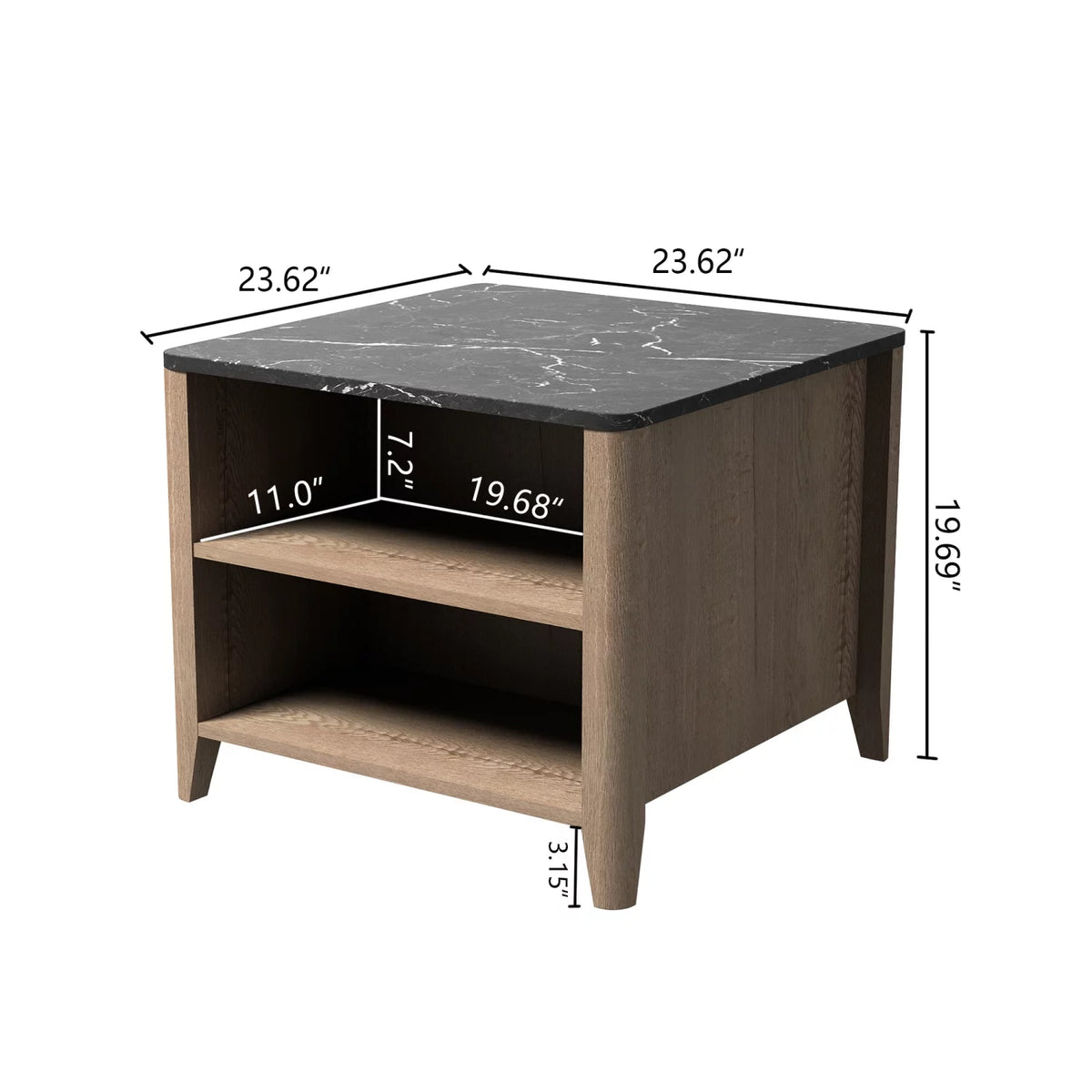 Tobacco Wood Grain Coffee Table with 2 Open Shelf A365