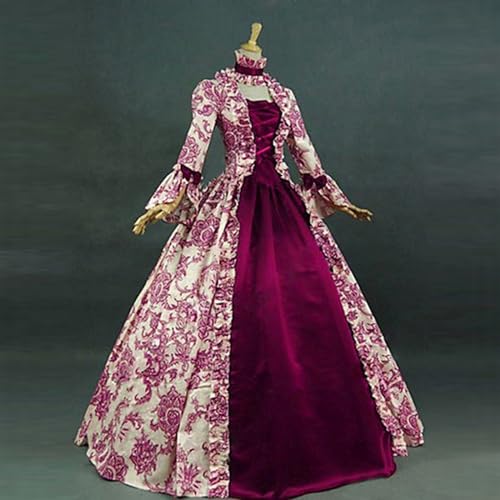 Victorian Rococo Dress Lace Trumpet Sleeve Vintage Dress E885539