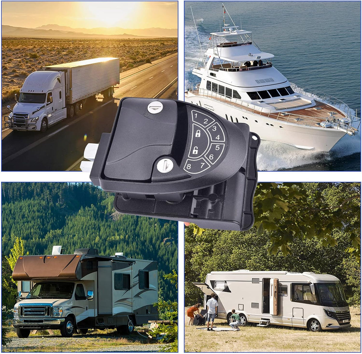 RV Keyless Entry Door Lock with Key Fobs and Backlit Keypad Metal H310