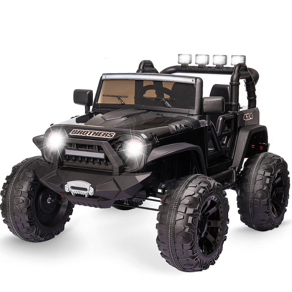 24V Electric Kids Ride On Truck Car with 2 Seaters Black F384