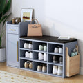 White 9 Cubbies Shoe Storage Bench with Cushion & Drawer U93170