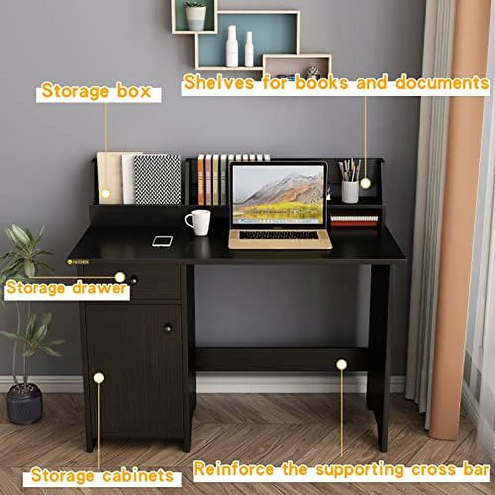 Computer Desk with Hutch and Drawers Wood Office Desk with Shelf Y804861