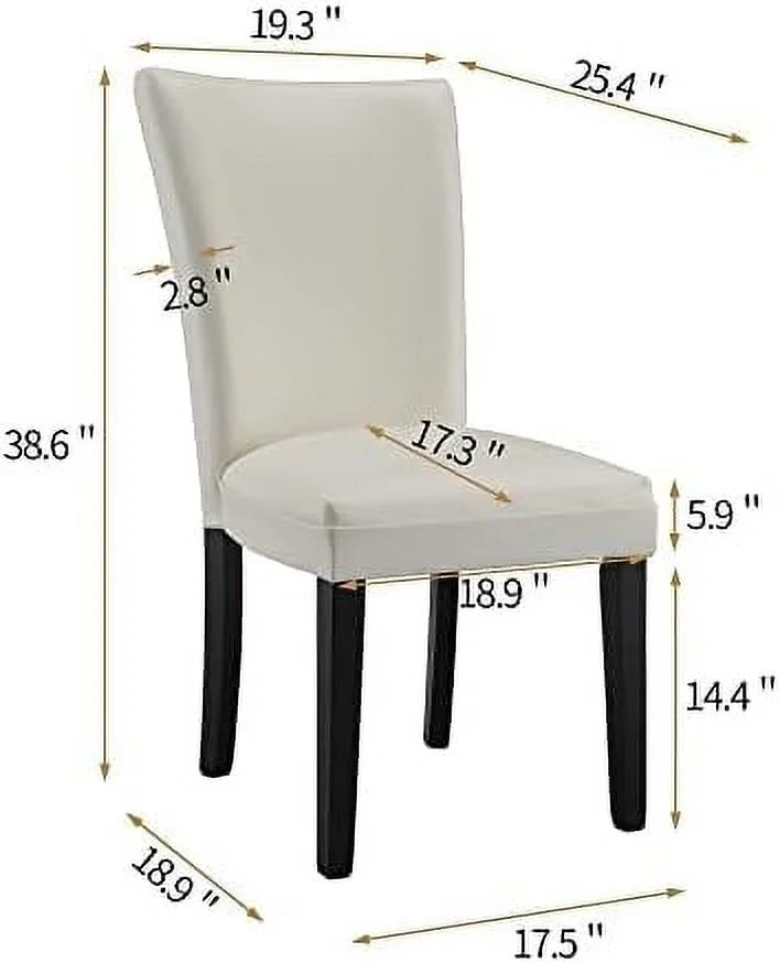 Ivory White Leather Surface Solid Wood Accent Chairs T209818