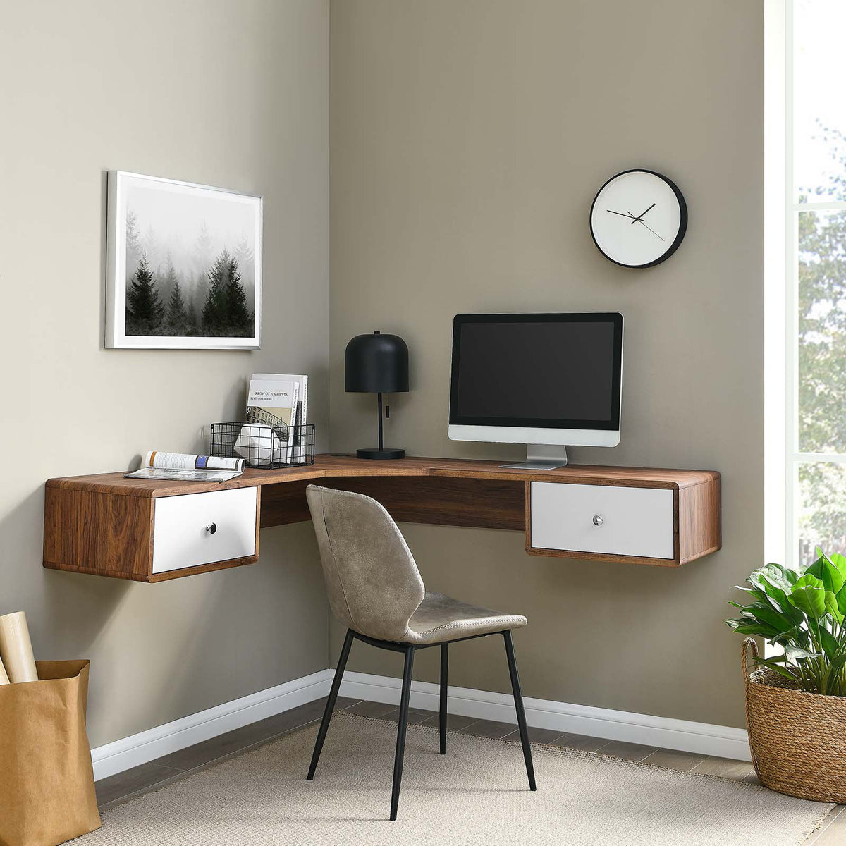 White Walnut Wood Computer Work Desk N170358