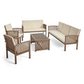 Acacia Wood 7 Seater Sofa Chat Set with Cushions L9081