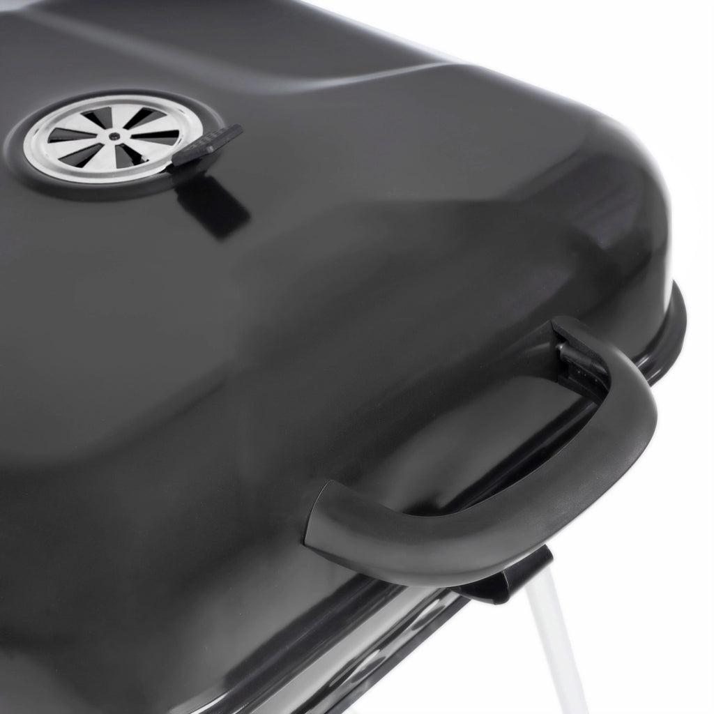 22 Square Steel Charcoal Grill with Foldable Side Shelf, Black Q39667