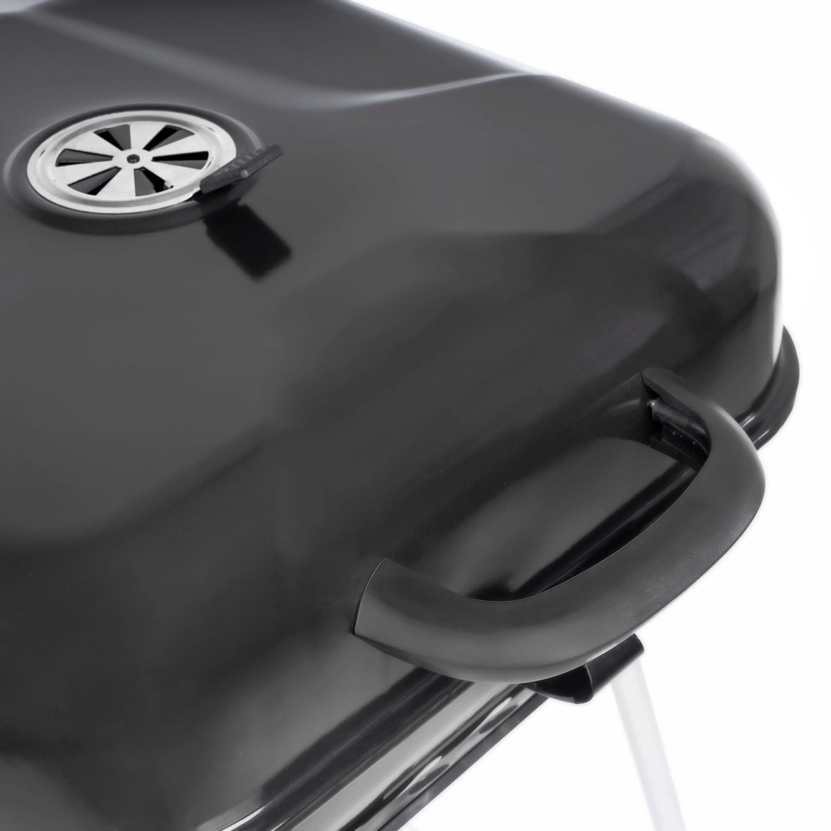 22 Square Steel Charcoal Grill with Foldable Side Shelf, Black Q39667