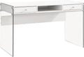 2-Drawer Wood Glass Writing Desk G81576