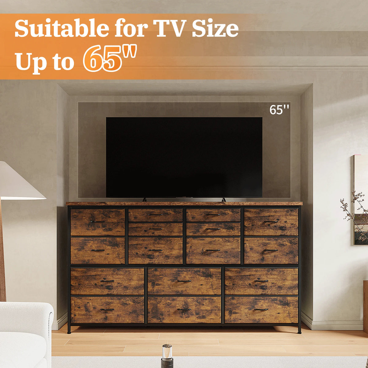 White 16 Drawer Dresser with Power Outlet D7171