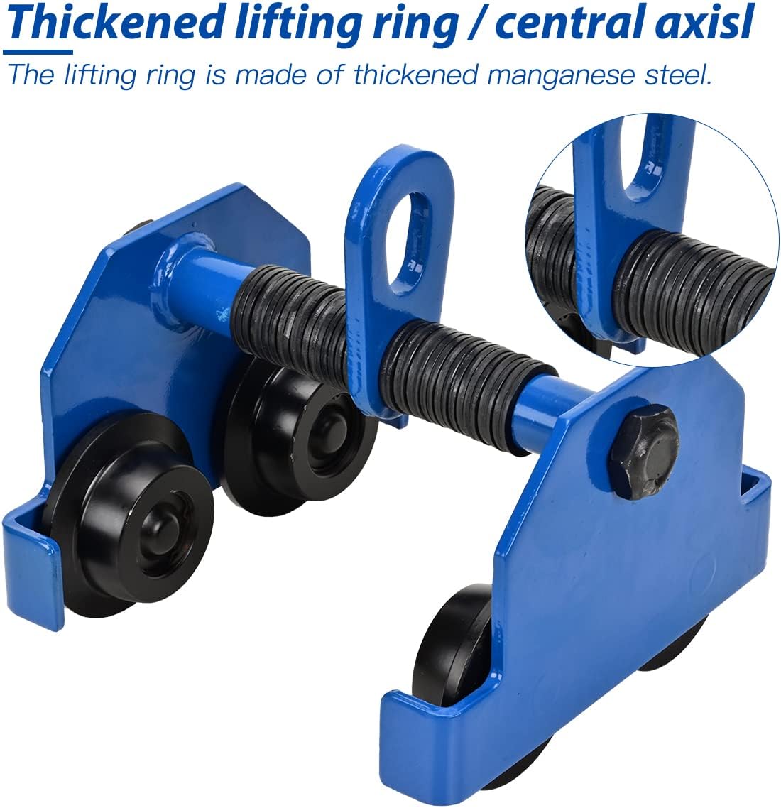 Heavy Duty Push Beam Trolley, 4400LBS Capacity, 3-6.5 in Adjustable Flange O85684