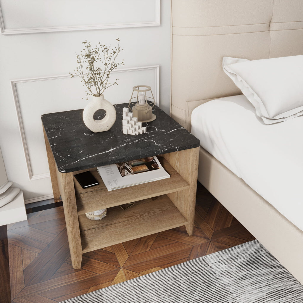 Tobacco Wood Grain Coffee Table with 2 Open Shelf A365