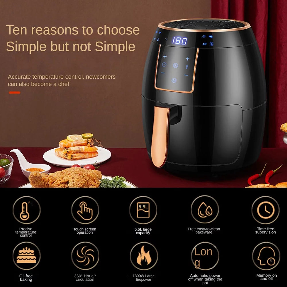 5.5L LCD Electric Air Fryer with Bakeware S226734