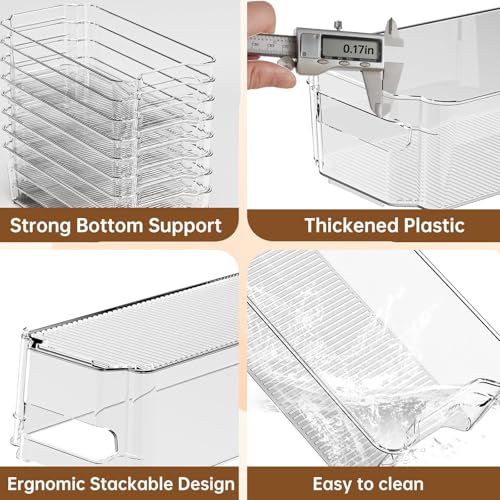 Clear BPA Free Fridge Organizer Bins with Handle, 12.5 inch 8 Pack X770415