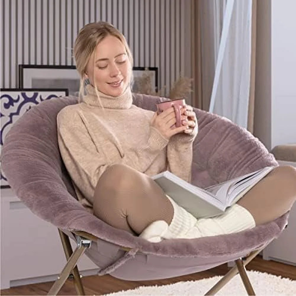 Pink Faux Fur Saucer Chair F22565