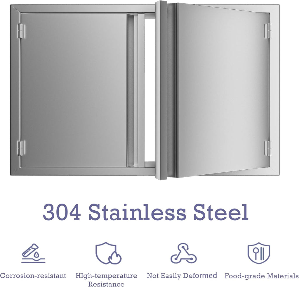 Stainless Steel BBQ Double Access Door 31W x 24H Inch E4235