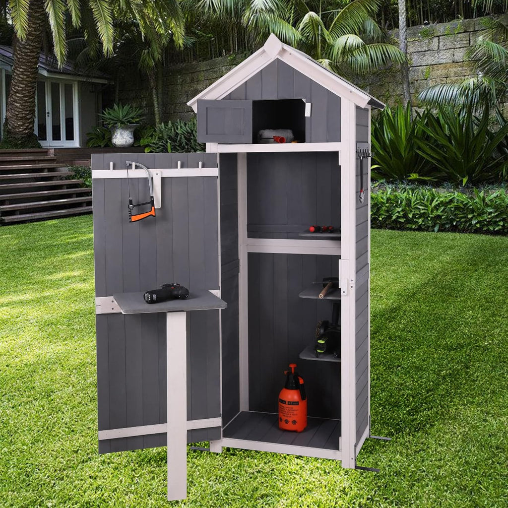 Garden Storage Shed Wooden Storage Cabinet with Lockable Doors E35053