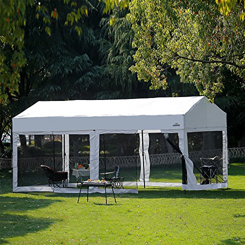 10 Foot by 20 Foot White Rectangular Pop Up Canopy with Removable Sidewalls and Wheeled Carry Bag J749