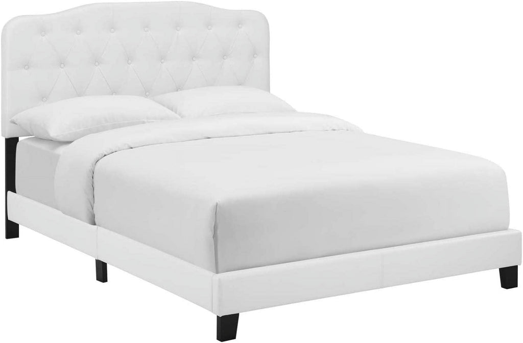 White Faux Leather Bed N7960