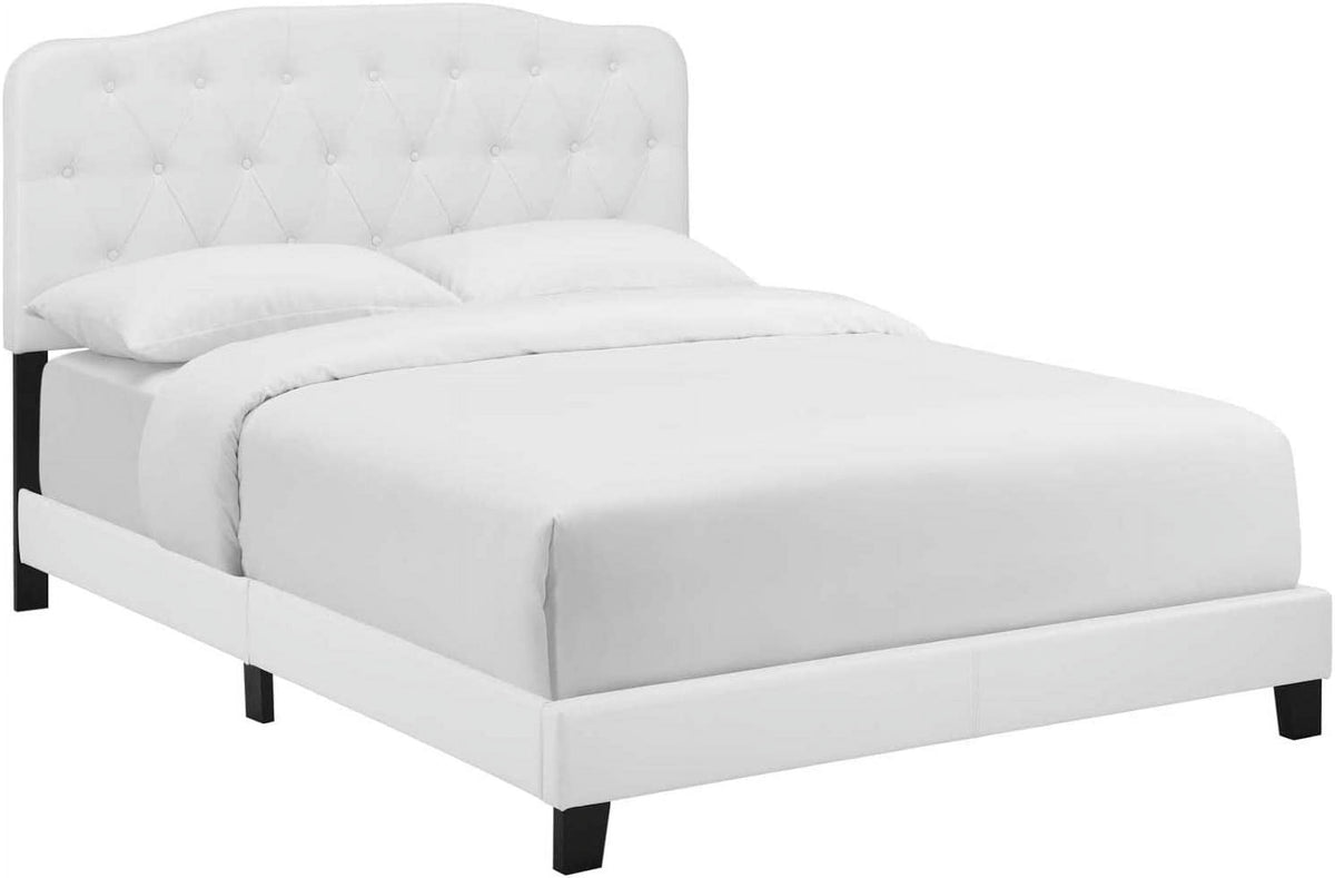 White Faux Leather Bed N7960