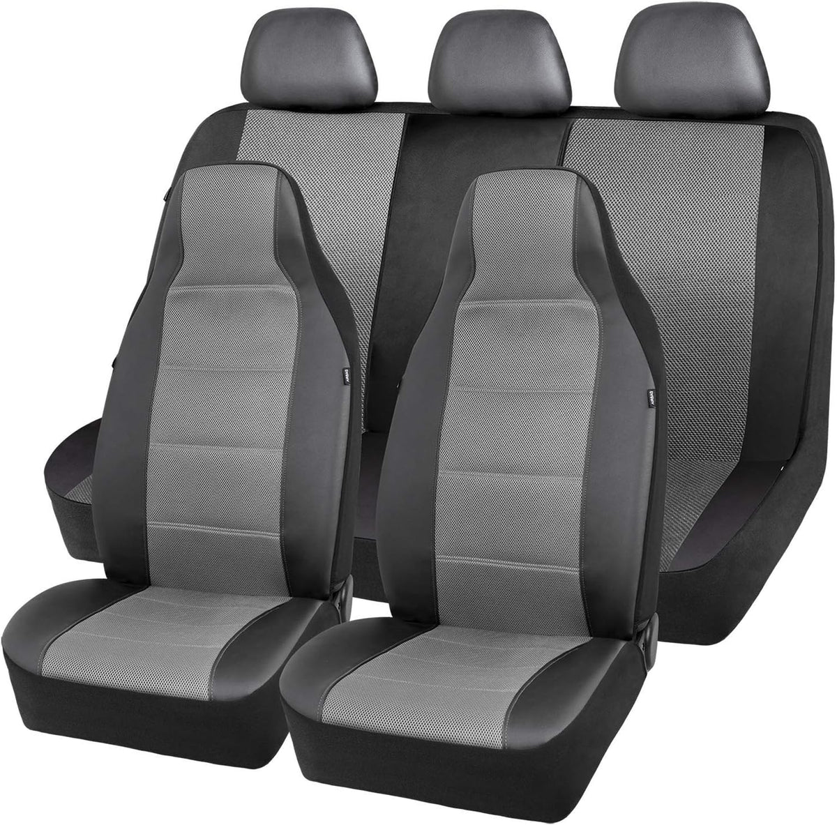 Universal Fit Full Set Mesh and Leather Car Seat Cover (Beige) E8504