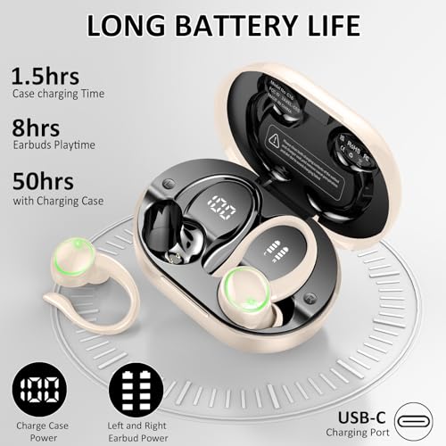 Pink Wireless Bluetooth 5.4 Over-Ear Earbuds with ENC Noise Cancelling Mic O466