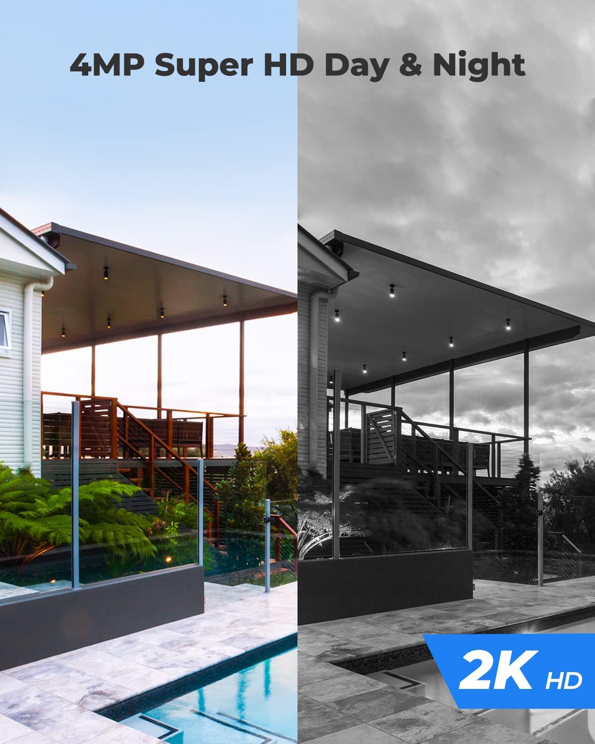 2K Night Vision Wireless Outdoor Security Camera with Solar Panel W42832