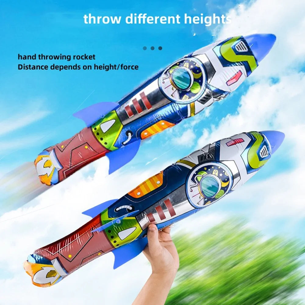 Children Ejection Rocket Outdoor Sport Shooting Game Inflatable Hand Throwing Rocket Launcher Boys Toys A7930