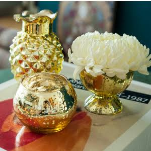 Vintage Mercury Glass Chalice Candle Holders, 3-Inch, Gold, 6 Pack V784