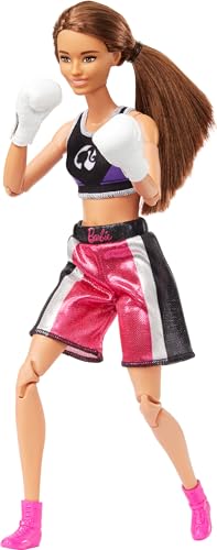 Barbie Careers Fashion Doll & Accessories, Made to Move Brunette Boxer with Boxing Gloves R4503