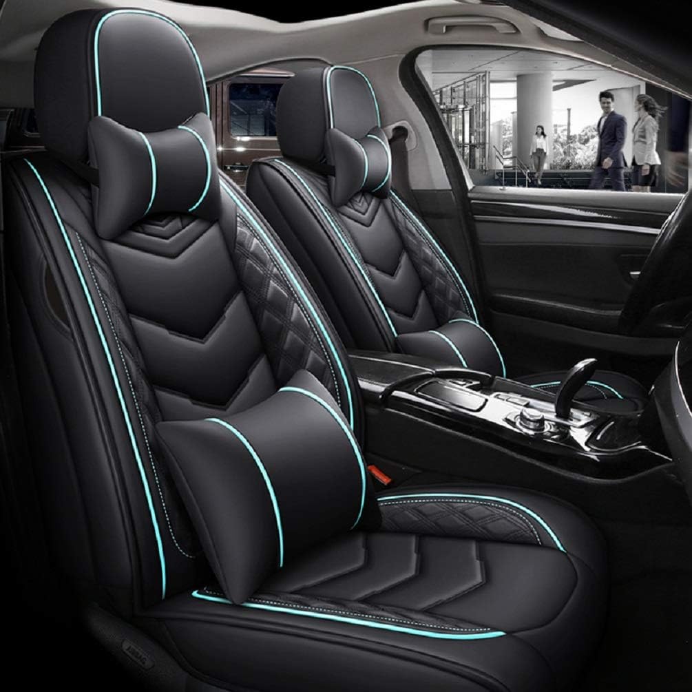 PU Leather Car Seat Cover 5-Seater Black-red X913