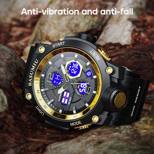 Gold Analog Digital Waterproof Wrist Watch Z847