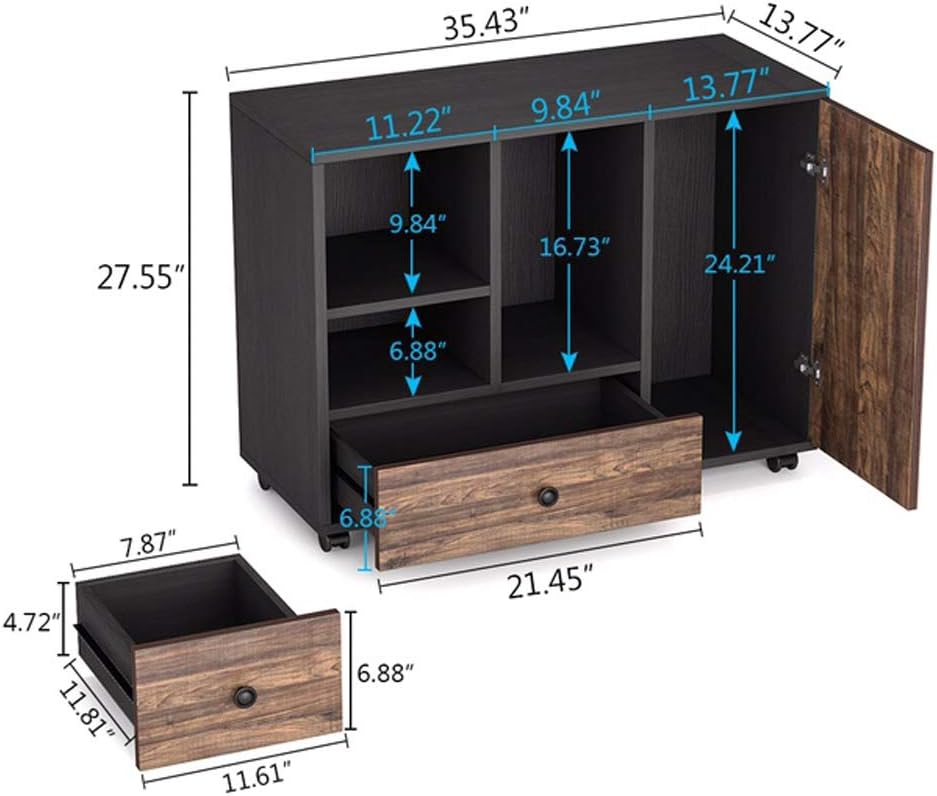 Mobile File Cabinet with 2 Drawer and Wheels T7343