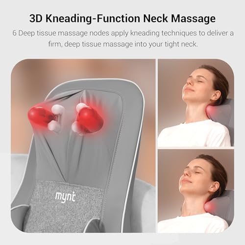 3D Shiatsu Neck and Back Massager with 10 Deep Kneading Nodes and Heat, Black D291594