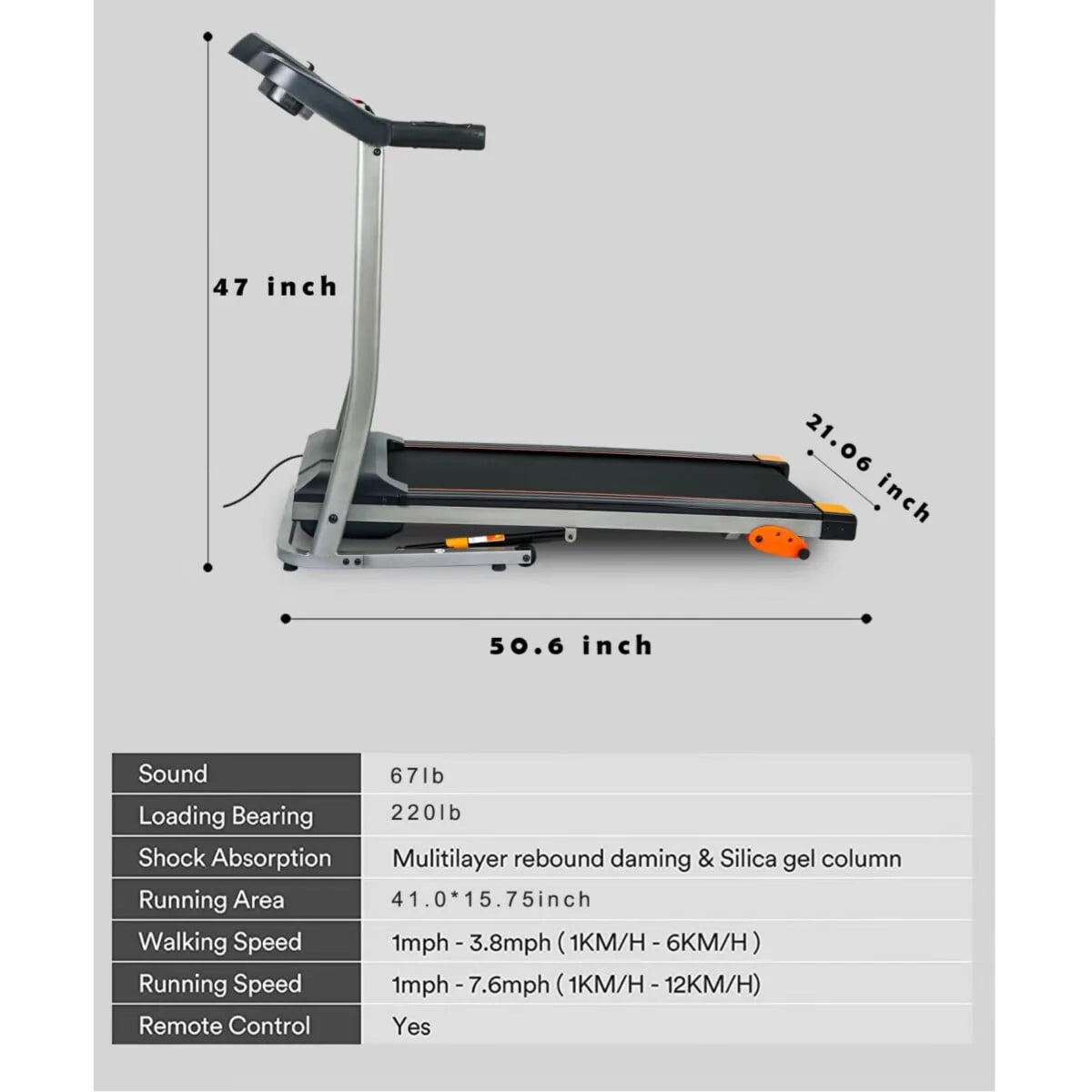 2.5HP Folding Treadmill with Incline and LCD V70153