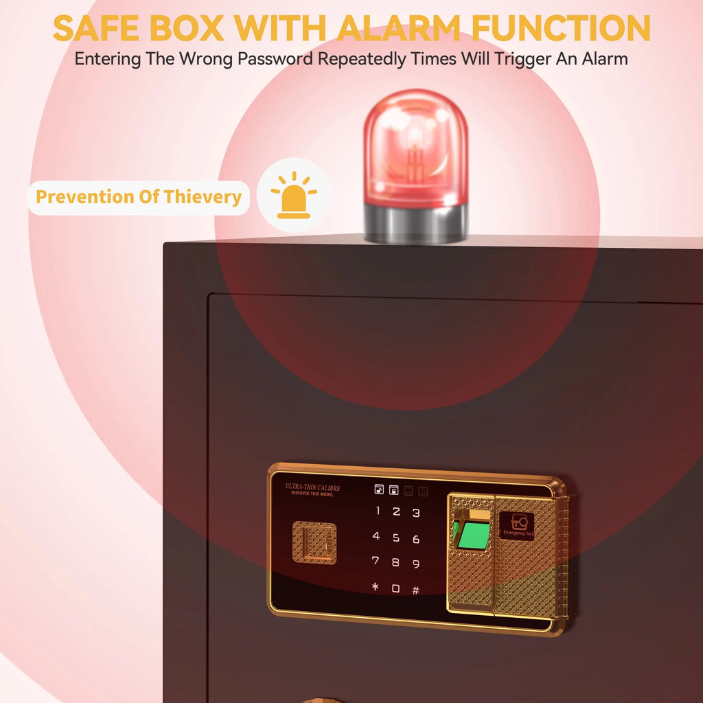 Large Black Fingerprint Safe Box with Digital Keypad and Adjustable Shelves O994
