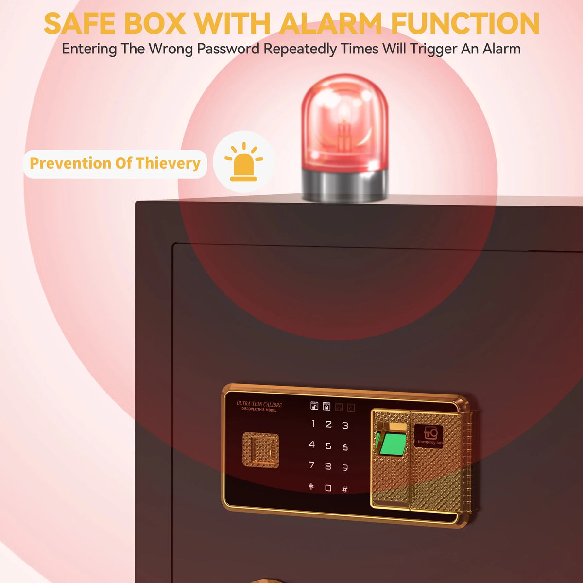 Large Black Fingerprint Safe Box with Digital Keypad and Adjustable Shelves O994