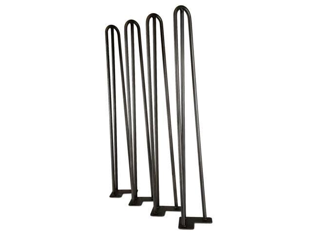 28-Inch Satin Black Hairpin Table Legs (4-Pack) D415
