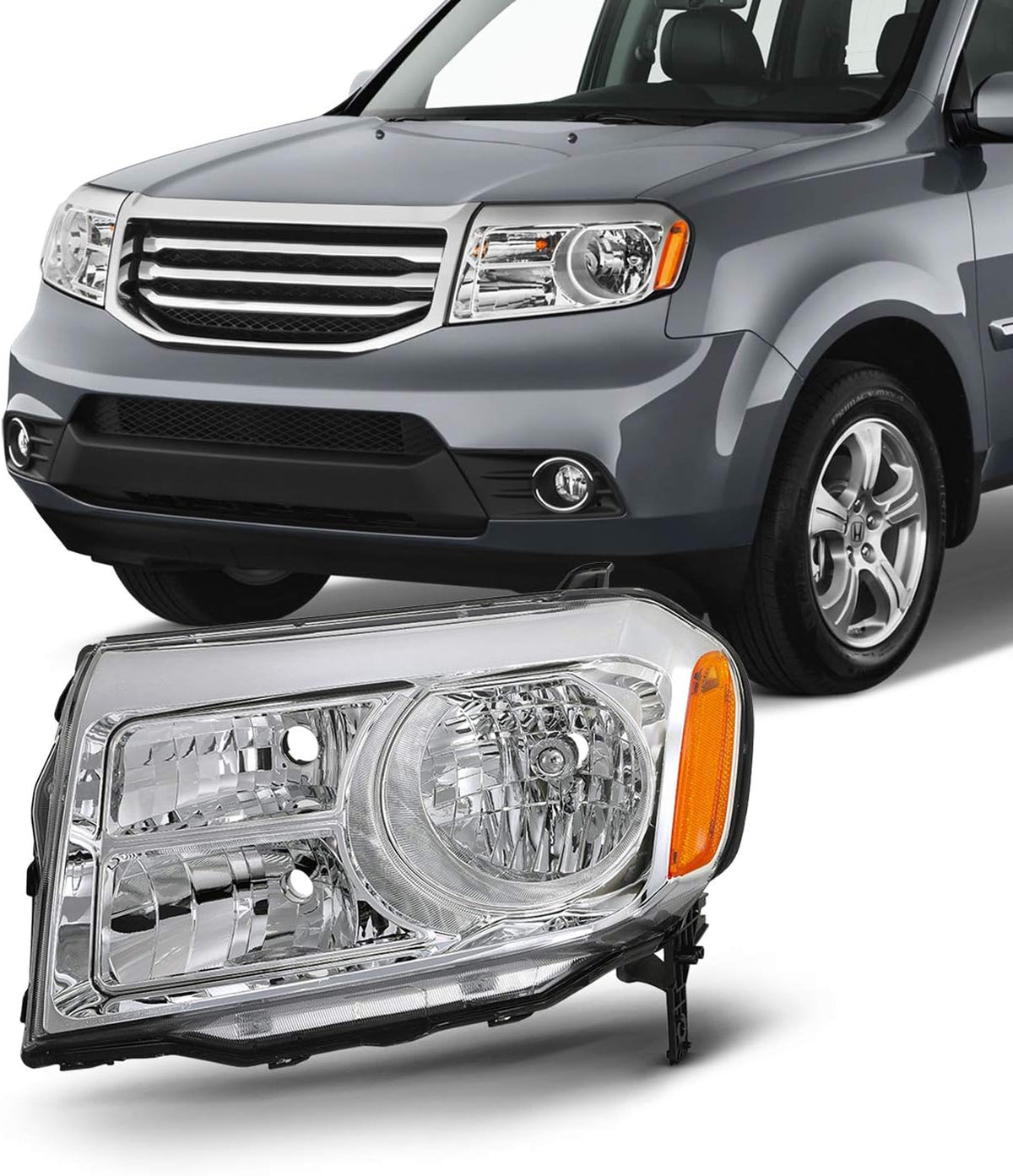 Chrome Halogen Headlight Driver Left Side Replacement U508263