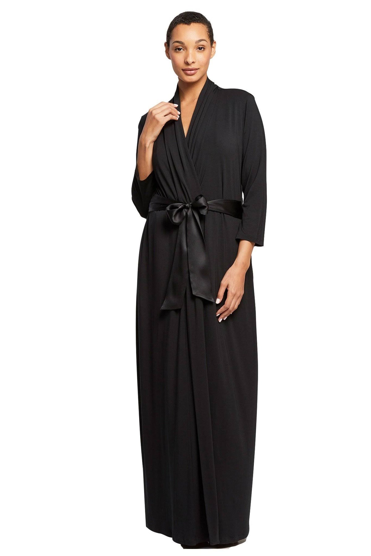 Black Long Robe Sleepwear B2789