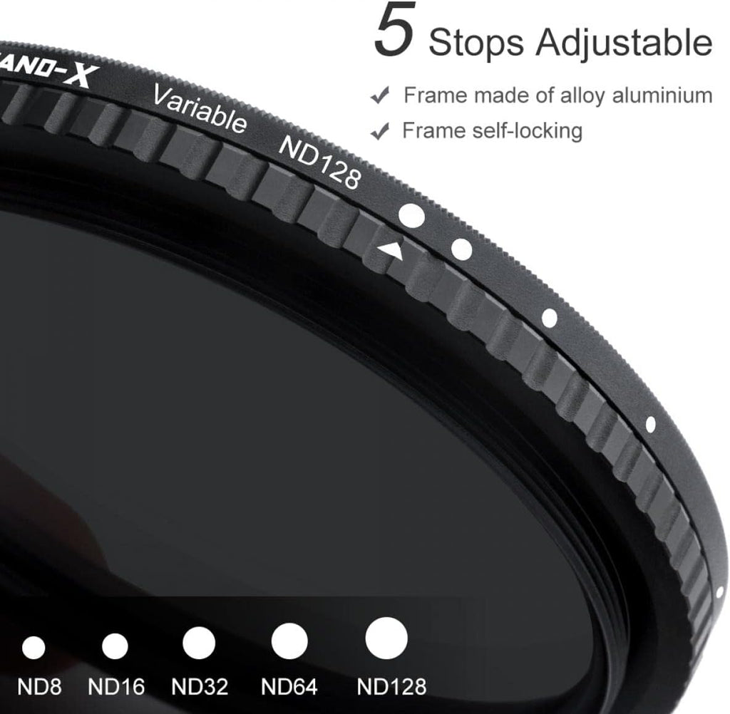 82mm Variable ND Filter ND8-ND128 Neutral Density Filter, Japan AGC Optical Glass, Pack of 2 C953305