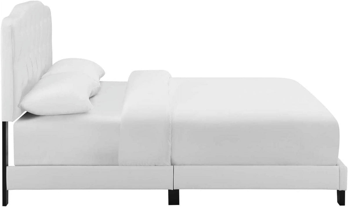 White Faux Leather Bed N7960