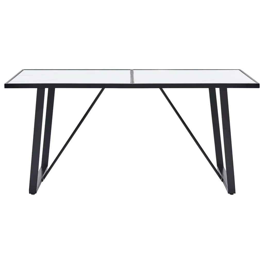 White Tempered Glass Dining Table D86491