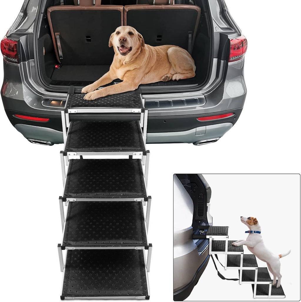 Foldable Aluminum 5 Steps Dog Stairs with Non-Slip Surface H270433