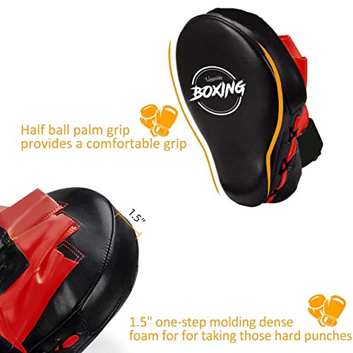 Boxing Curved Focus Punching Mitts Leatherette Training Hand Pads N89370
