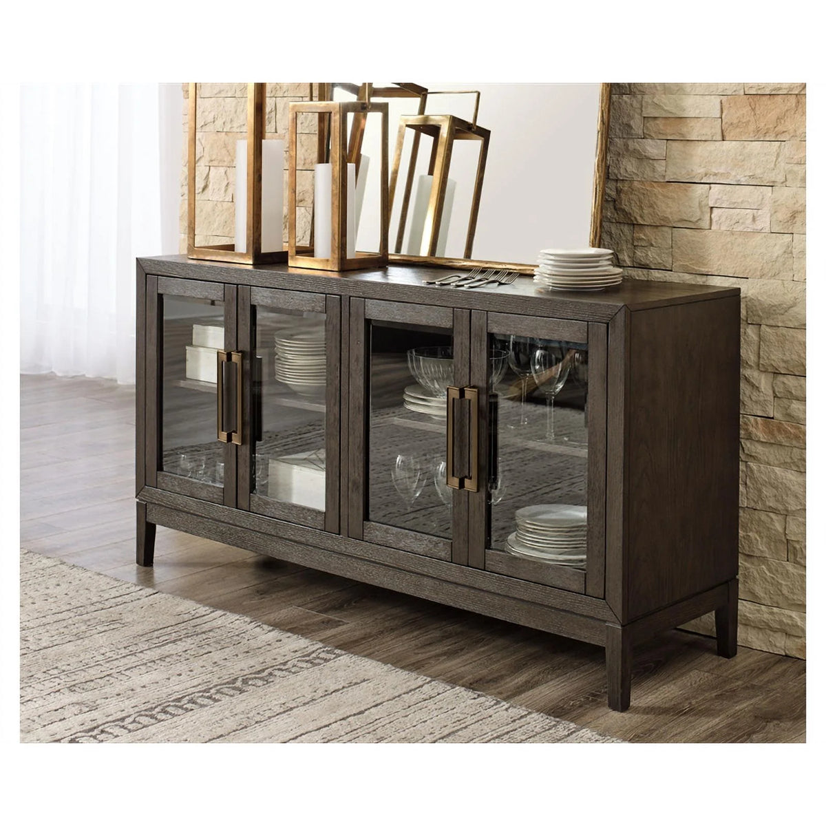 Dark Brown Wood Dining Server W5541