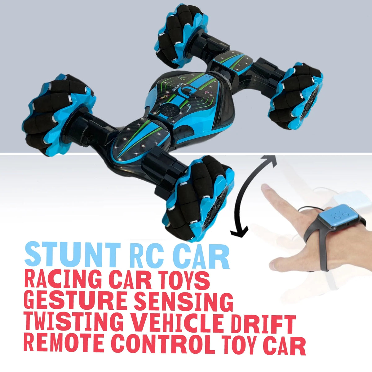 Blue 4WD 2.4Ghz Remote Control Stunt Car Toy J807680