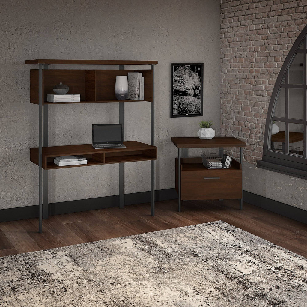 Walnut Computer Desk with Hutch L621862