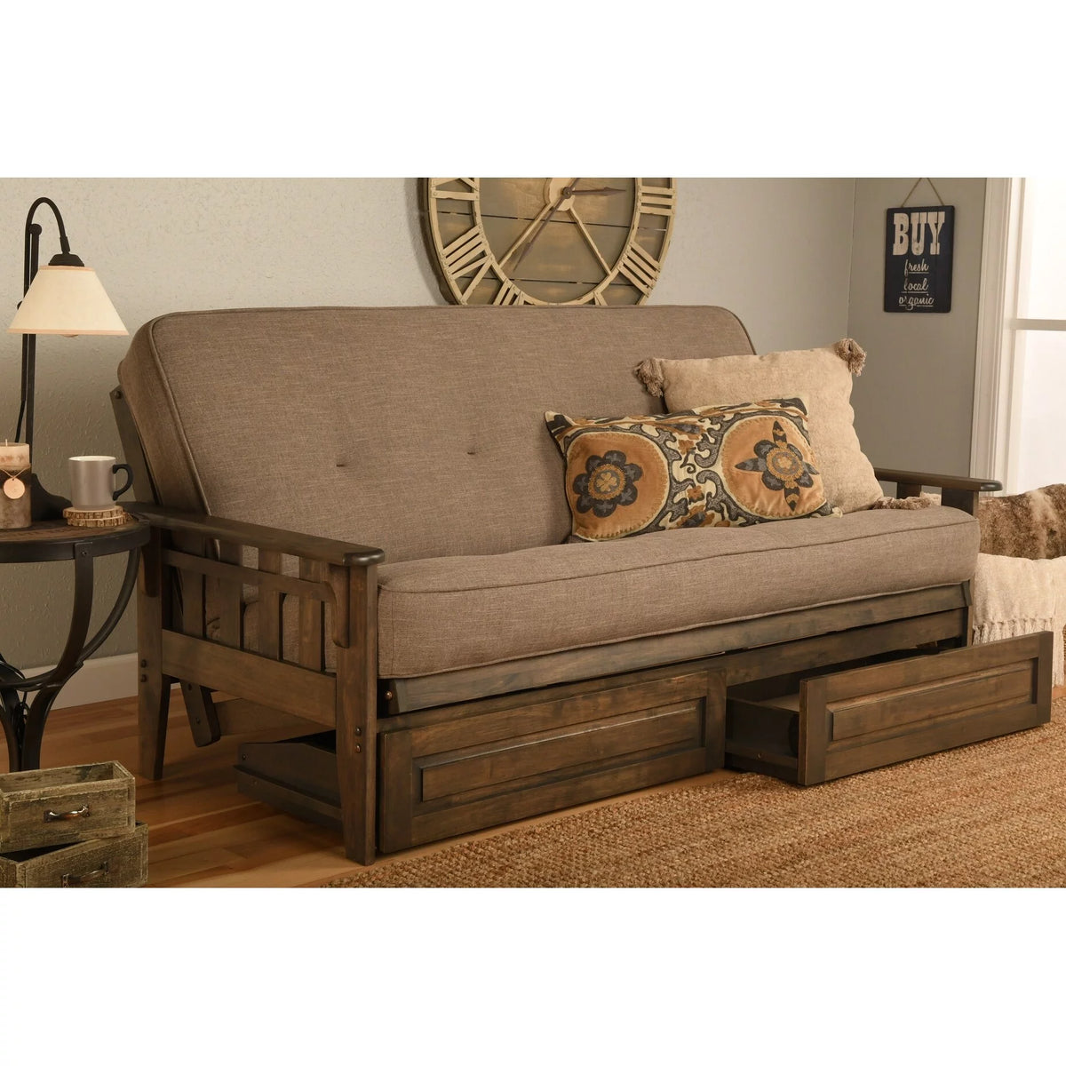 Wood Futon Frame with Storage P6284