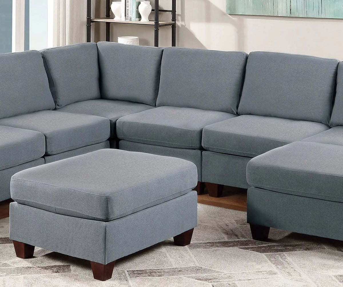 Grey Linen Like Fabric 9pc Modular Sectional Set C84284