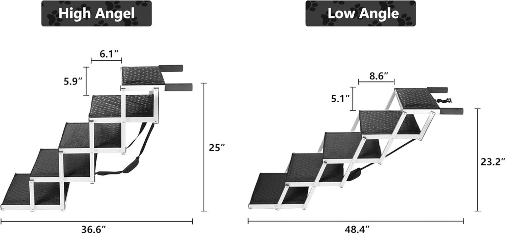 Foldable Aluminum 5 Steps Dog Stairs with Non-Slip Surface H270433